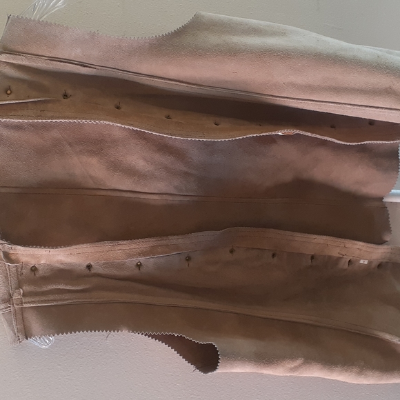 Coachella Hippie Vtg Tan Suede Vest Gold hoops Boho Unisex - Picture 13 of 15